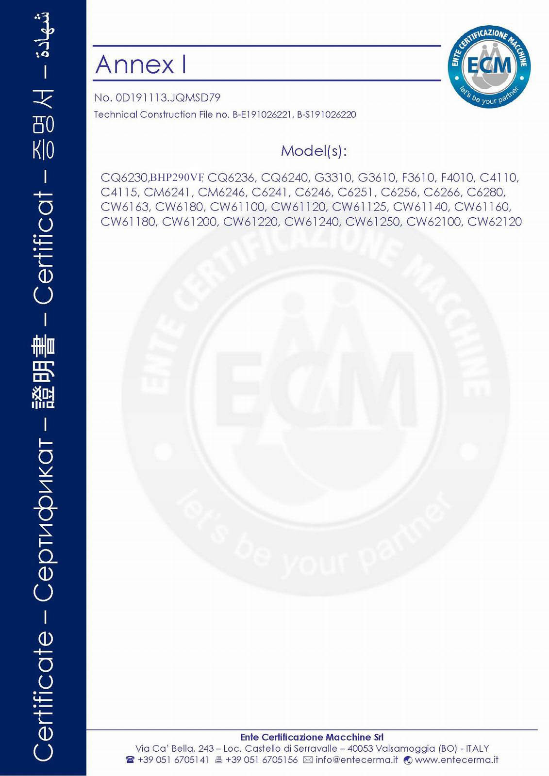 CE Certificate Annex